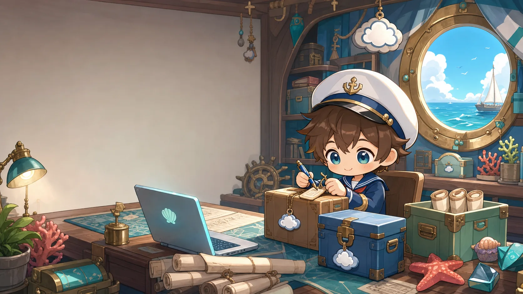 Original Gale Atlas chibi nautical save backup illustration for Windrose setup guides